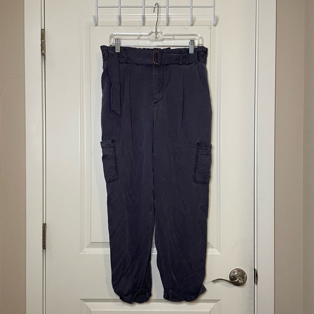 Navy blue cargo free people baggy pants